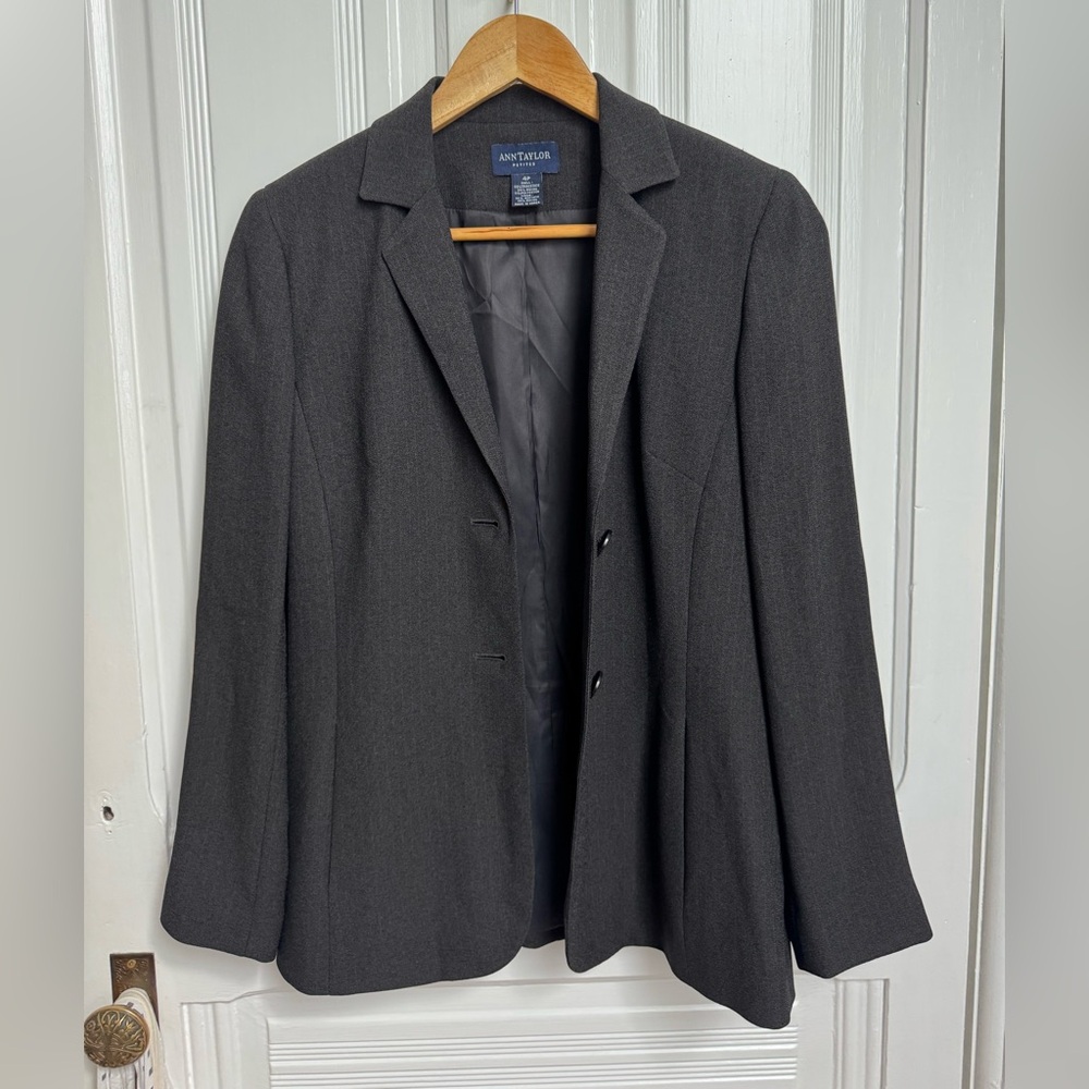 Ann Taylor Pinstripe Charcoal Blazer size 4P